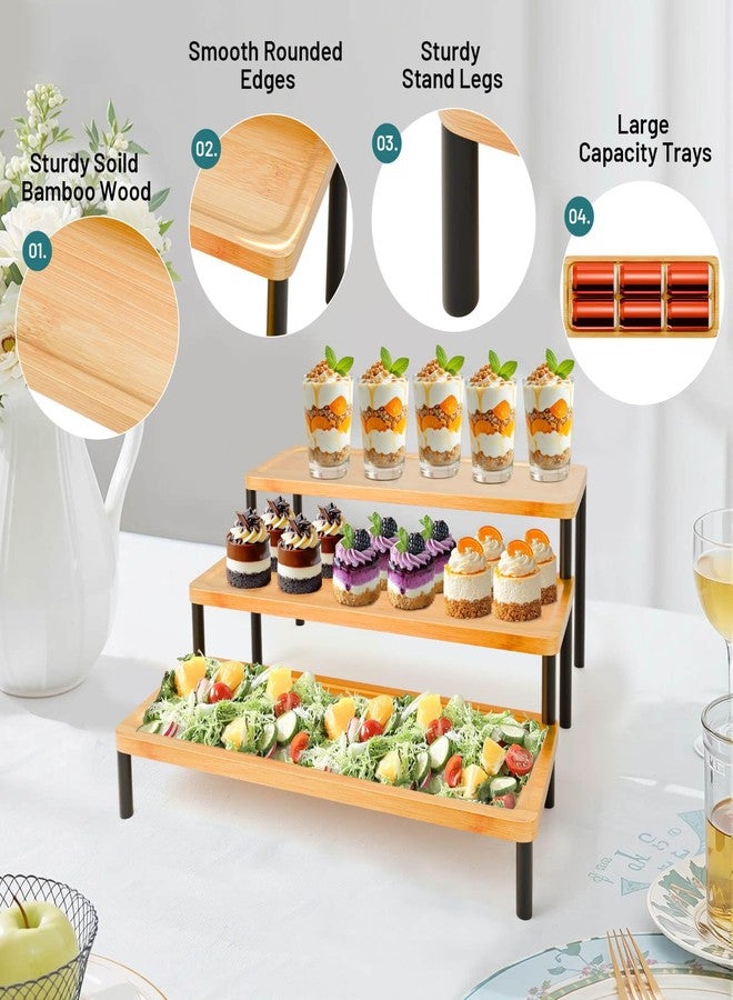 LEJANEOYE 3 Tier Serving Tray Set,17" Serving Tray Stand & Platter Tower Plate for Party Supplies,Reusable Trays for Food Fruit Cookie Afternoon Tea Hosting, Appetizer,Dessert Table Display Set - Image 5